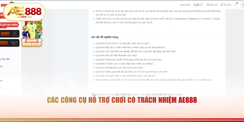 Chơi Có Trách Nhiệm AE888 - Nguyên Tắc Vàng Bảo Vệ Hội Viên 2 Các công cụ hỗ trợ chơi có trách nhiệm AE888