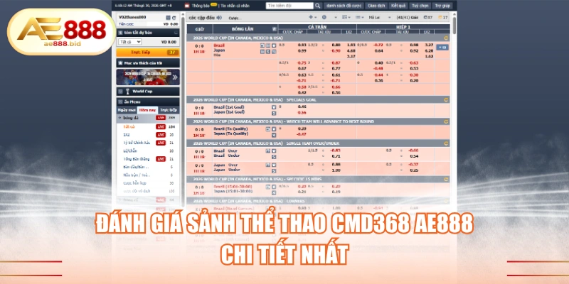 Đánh Giá Sảnh Thể Thao CMD368 AE888 Chi Tiết Nhất 1 đánh giá sảnh thể thao CMD368 AE888