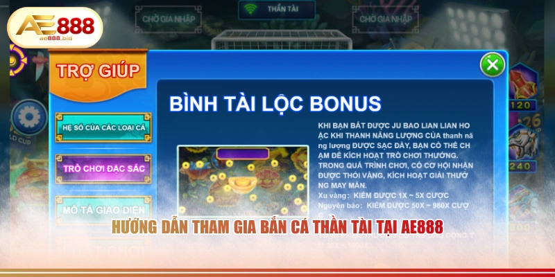 Bắn Cá Thần Tài AE888 - Săn Boss Phát Lộc Thưởng Lớn 4 Hướng dẫn tham gia Bắn Cá Thần Tài tại AE888