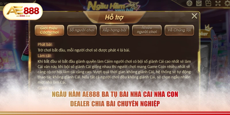 Ngầu Hầm AE888 - Luật Chơi Và Cách Tính Điểm Chi Tiết 2 Ngầu Hầm AE888 ba tụ bài Nhà Cái Nhà Con dealer chia bài chuyên nghiệp.