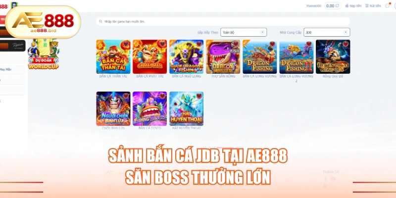 Sảnh Bắn Cá JDB Tại AE888 Săn Boss Thưởng Lớn 1 Sảnh bắn cá JDB tại AE888