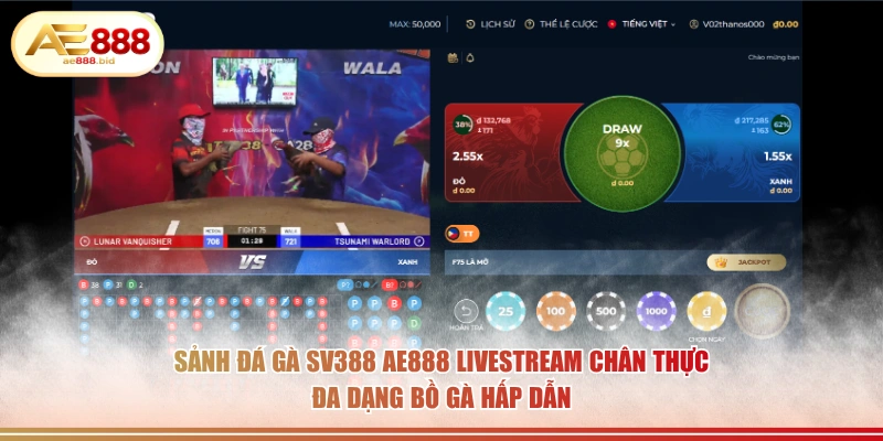 Sảnh Đá Gà SV388 Tại AE888 - Cược Trực Tiếp Chân Thực 2 Sảnh đá gà SV388 AE888 livestream chân thực đa dạng bồ gà hấp dẫn.
